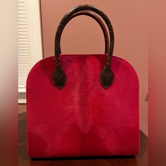 Monogram Calf Hair Spikes Iconoclasts Christian Louboutin Tote Red - Picture 2 of 14